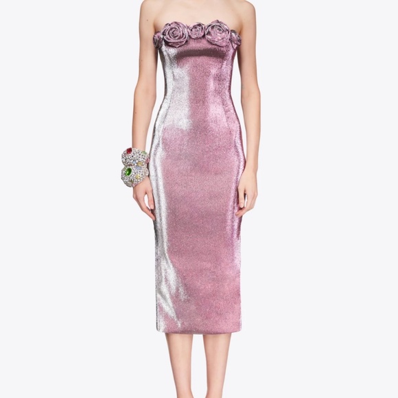 AREA Strapless Pink and Silver Dress - Picture 2 of 6